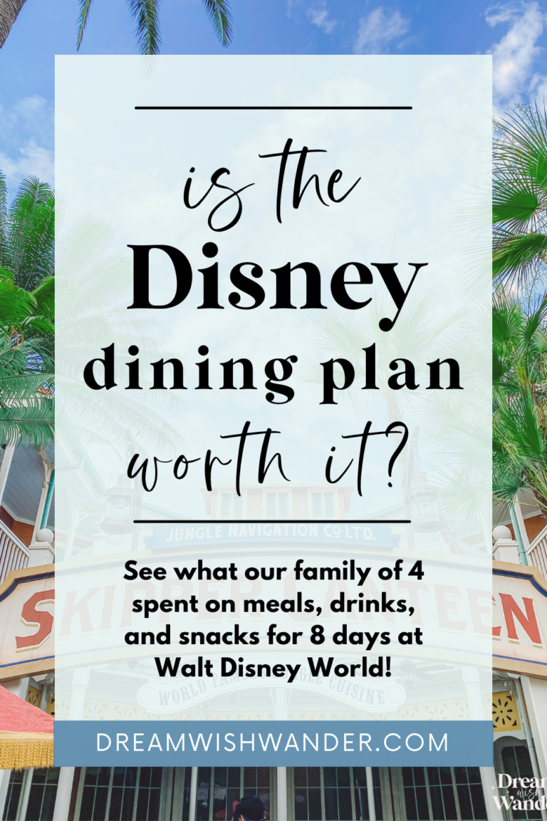 image with text overlay for Pinterest - is the Disney dining plan worth it?