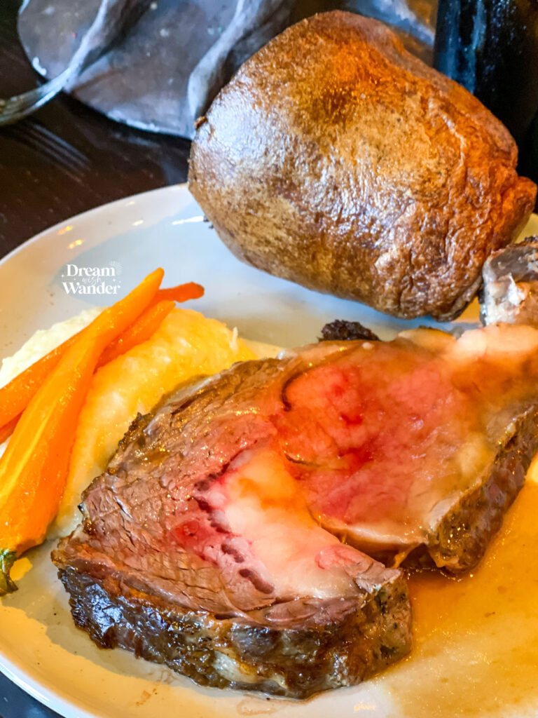 Storybook Dining at Artist Point Prime Rib meal